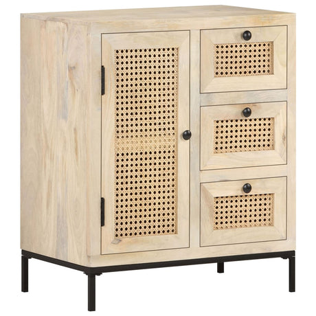 Dressoir 60x35x70 cm massief mangohout en natuurlijk riet - AllerleiShop