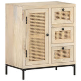 Dressoir 60x35x70 cm massief mangohout en natuurlijk riet - AllerleiShop