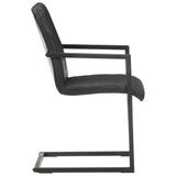 Eetkamerstoelen 2 st echt leer zwart - AllerleiShop