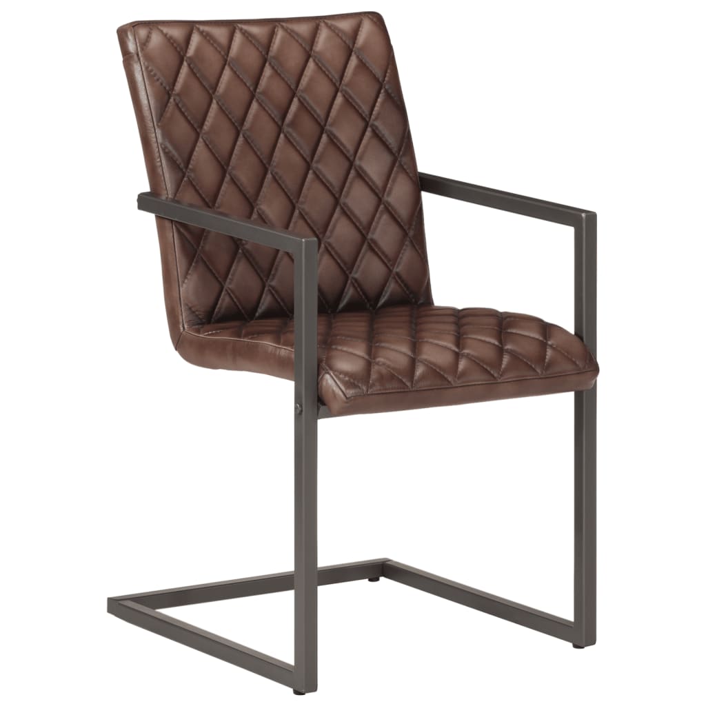 Eetkamerstoelen 2 st echt leer bruin - AllerleiShop