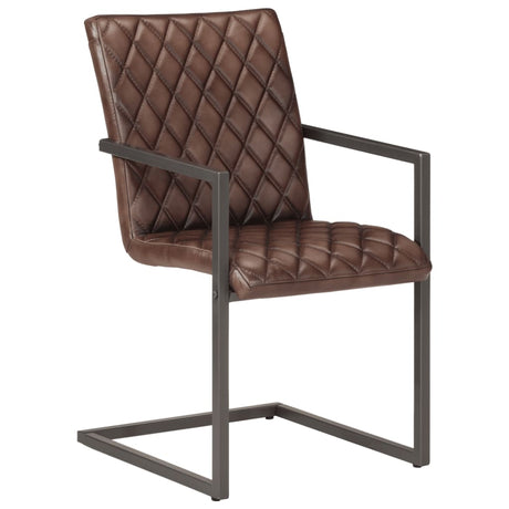 Eetkamerstoelen 2 st echt leer bruin - AllerleiShop