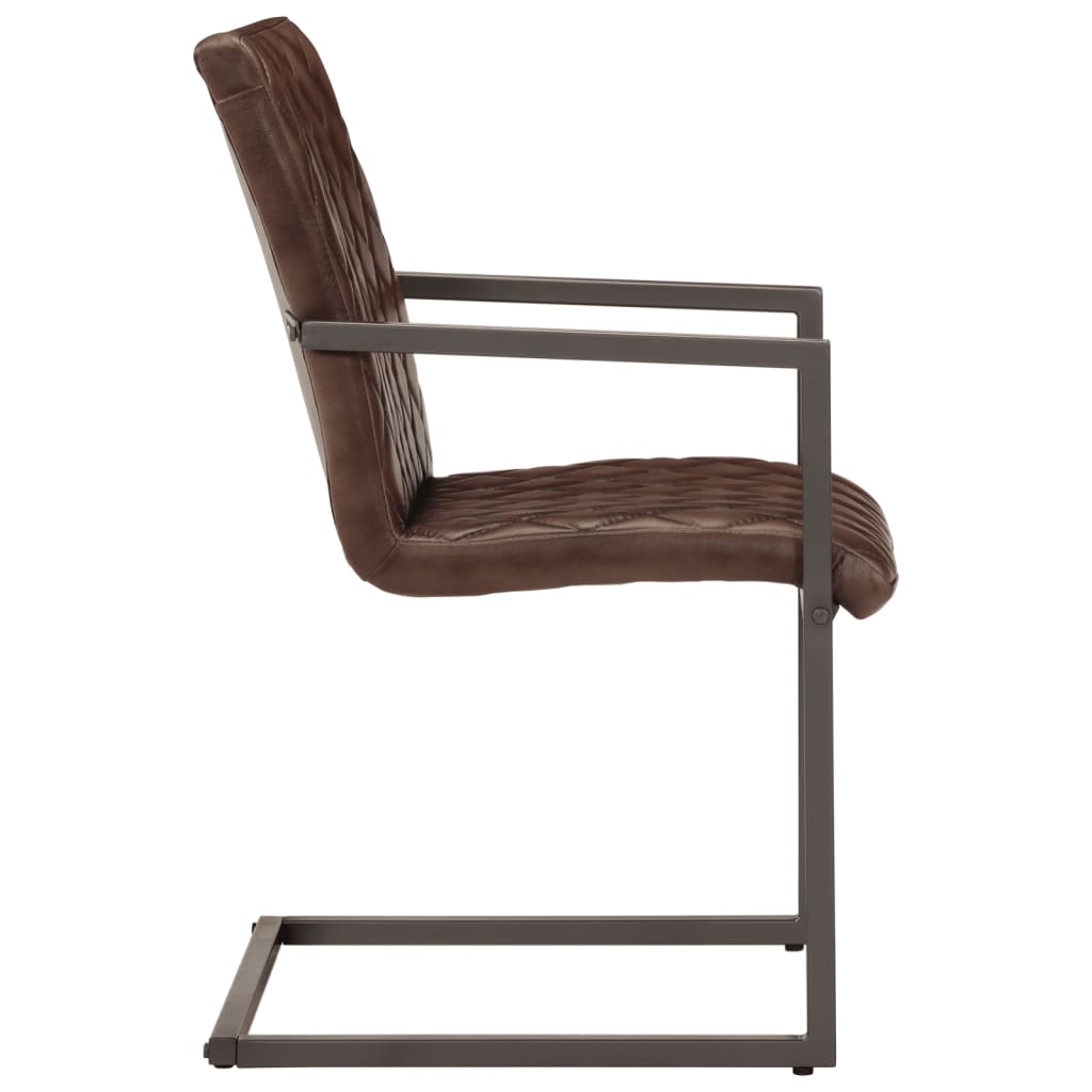 Eetkamerstoelen 2 st echt leer bruin - AllerleiShop