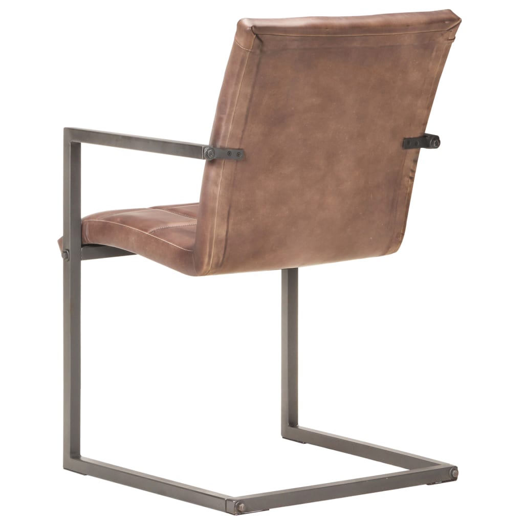 Eetkamerstoelen 2 st echt leer verweerd bruin - AllerleiShop