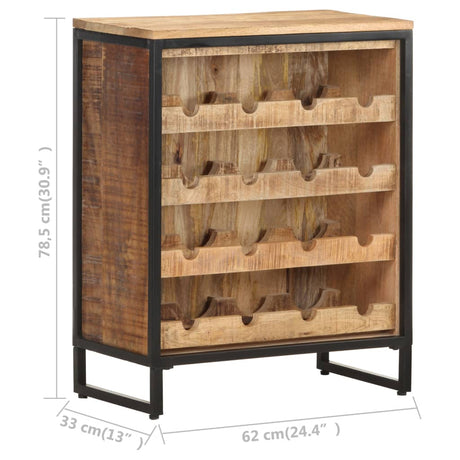 Wijnkast 62x33x78,5 cm ruw mangohout - AllerleiShop