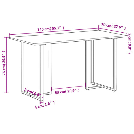 Eettafel 140 cm ruw mangohout - AllerleiShop