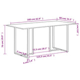 Eettafel 160 cm ruw mangohout - AllerleiShop