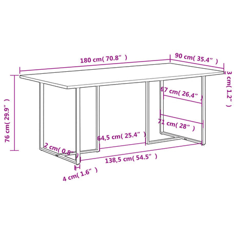 Eettafel 180 cm ruw mangohout - AllerleiShop