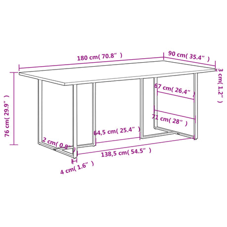 Eettafel 180 cm massief gerecycled hout - AllerleiShop