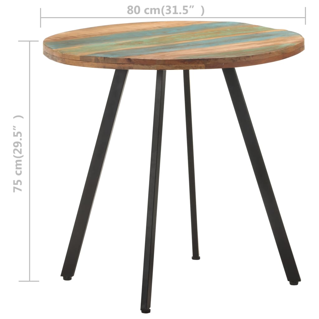 Eettafel 80 cm massief gerecycled hout - AllerleiShop