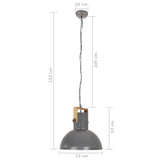 Hanglamp industrieel rond 25 W E27 52 cm mangohout grijs