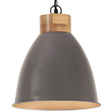 Hanglamp industrieel E27 35 cm ijzer en massief hout grijs - AllerleiShop