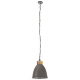 Hanglamp industrieel E27 35 cm ijzer en massief hout grijs - AllerleiShop