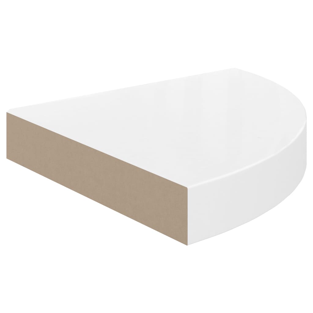 Hoekschap zwevend 25x25x3,8 cm MDF hoogglans wit - AllerleiShop