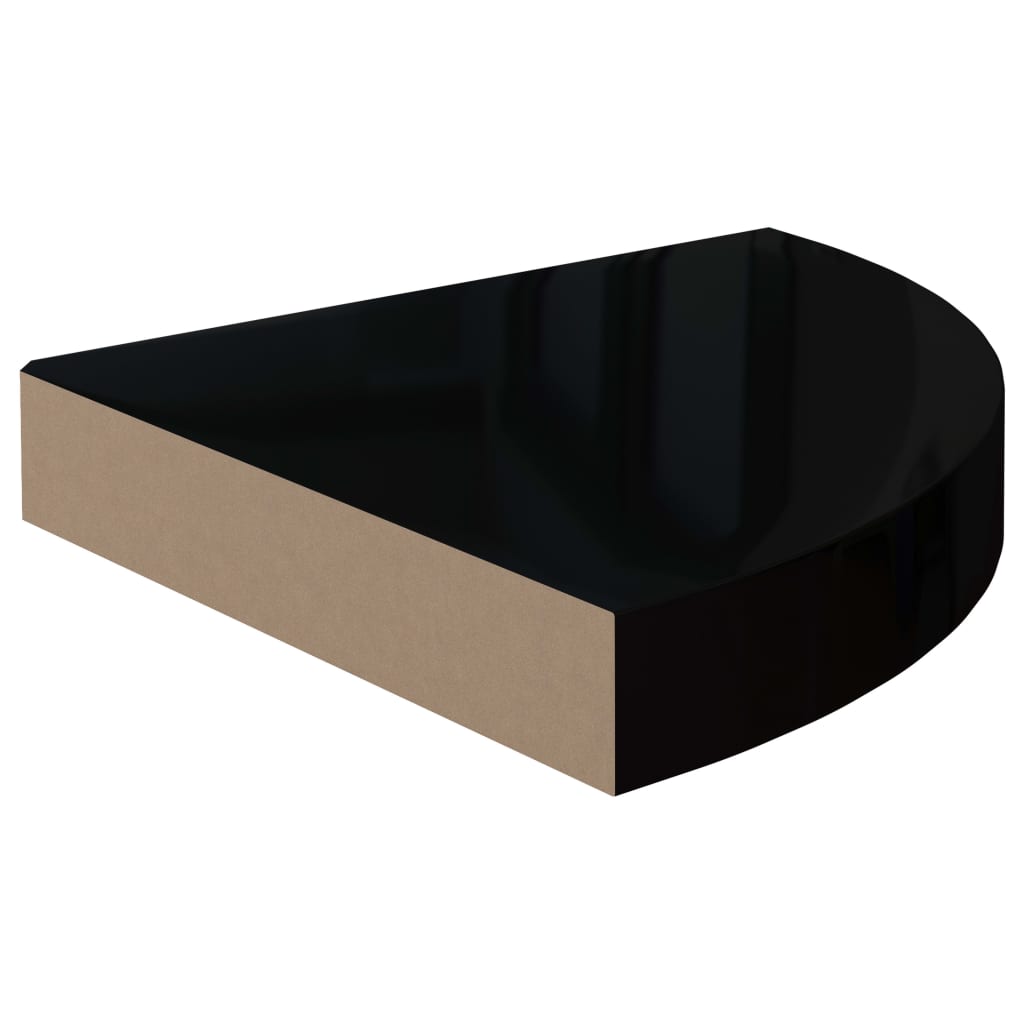 Hoekschap zwevend 25x25x3,8 cm MDF hoogglans zwart - AllerleiShop