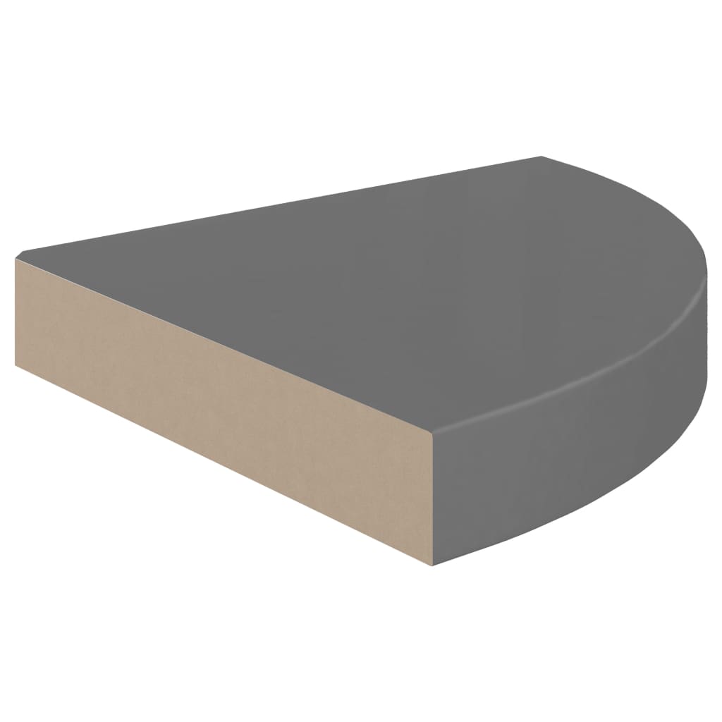 Hoekschap zwevend 25x25x3,8 cm MDF hoogglans grijs - AllerleiShop