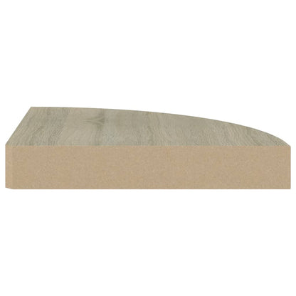 Hoekschappen zwevend 2 st 25x25x3,8 cm MDF eikenkleurig - AllerleiShop