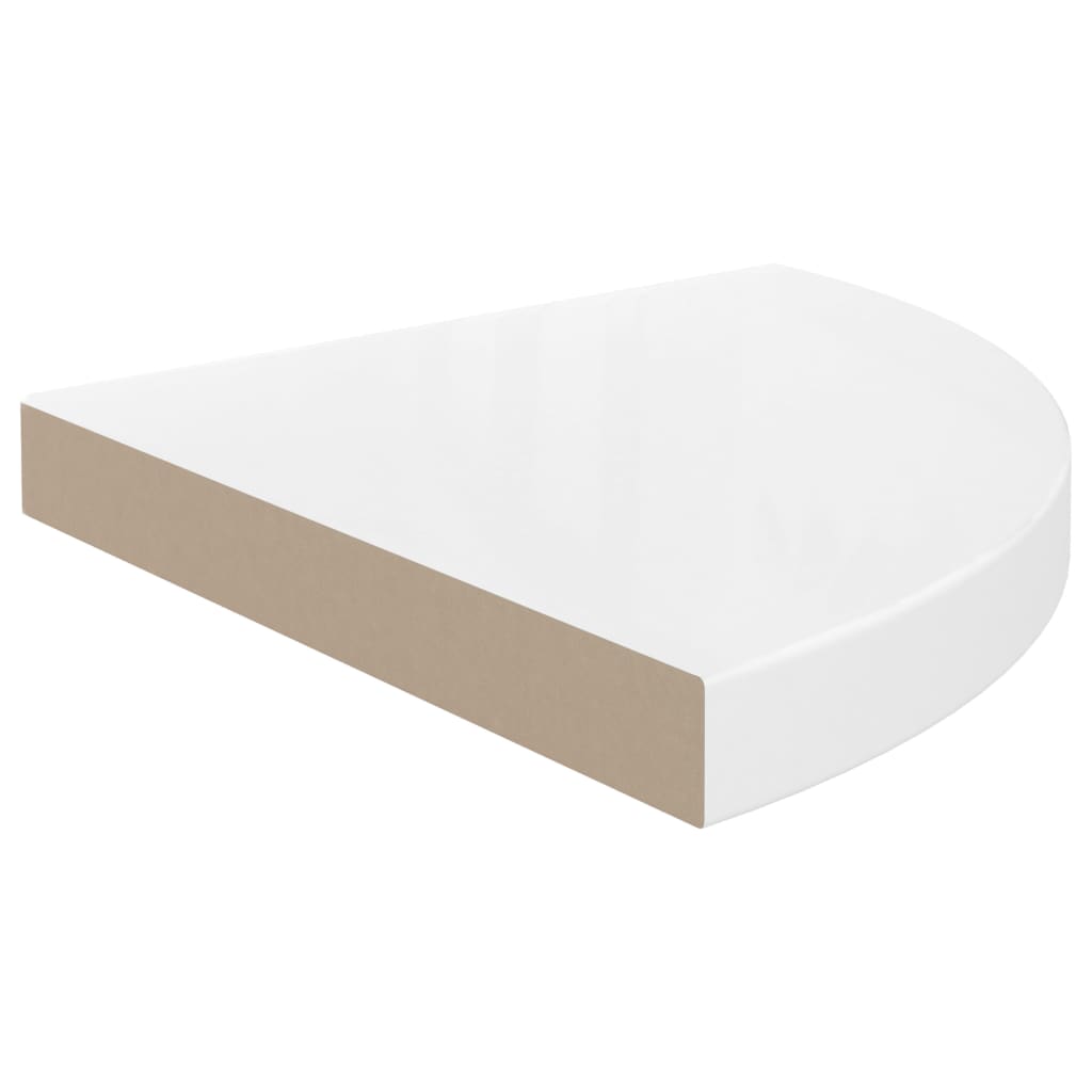 Hoekschap zwevend 35x35x3,8 cm MDF hoogglans wit - AllerleiShop