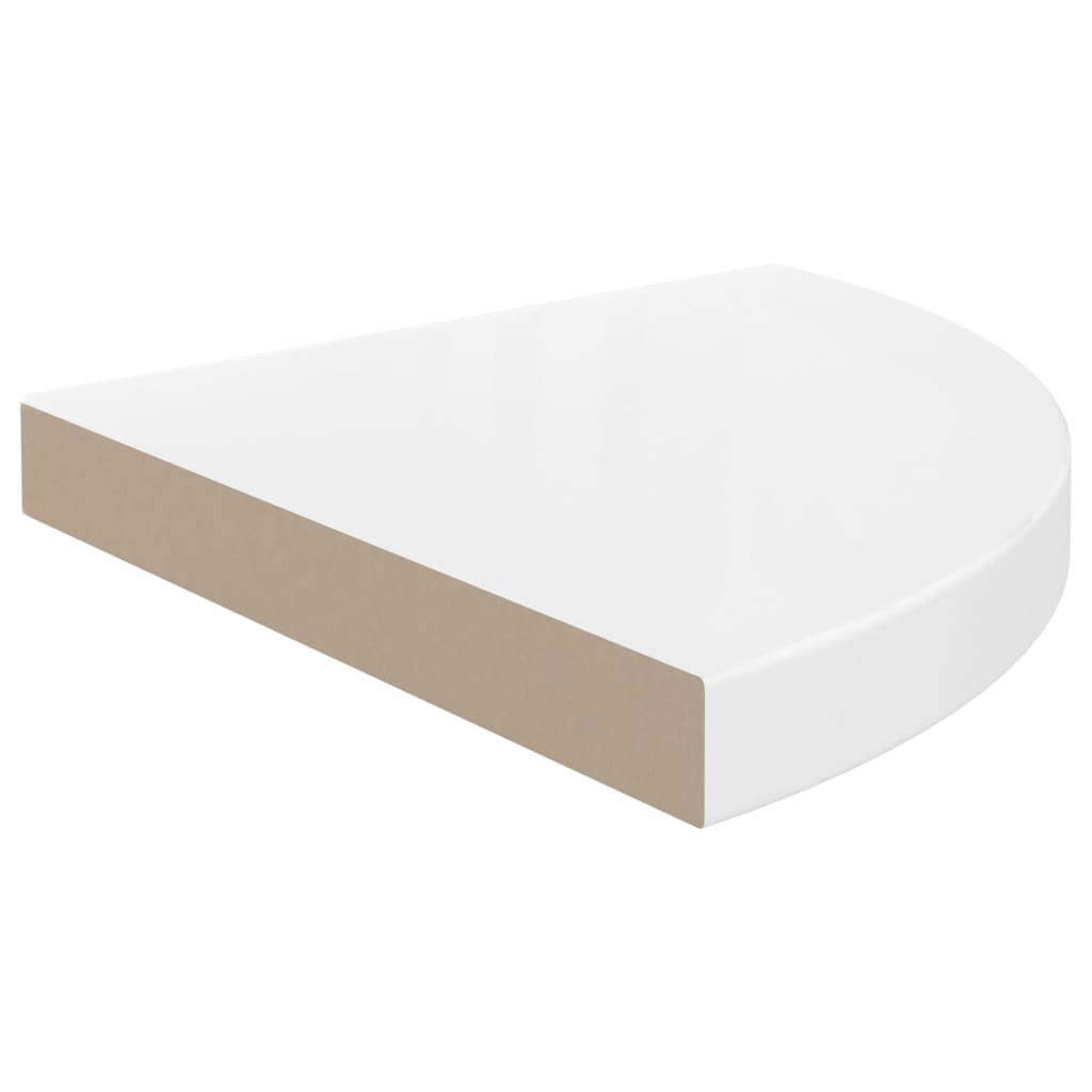 Hoekschappen zwevend 4 st 35x35x3,8 cm MDF hoogglans wit - AllerleiShop