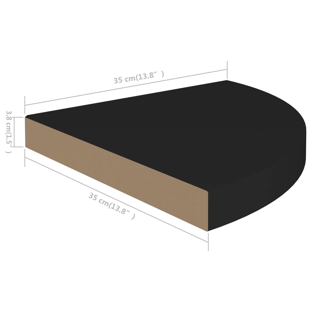 Hoekschap zwevend 35x35x3,8 cm MDF zwart - AllerleiShop