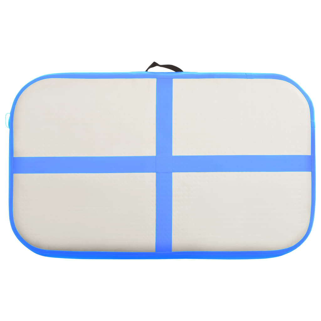 Gymnastiekmat met pomp opblaasbaar 60x100x15 cm PVC blauw - AllerleiShop