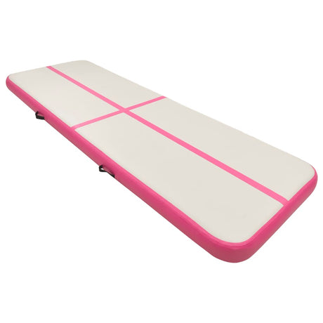 Gymnastiekmat met pomp opblaasbaar 300x100x15 cm PVC roze