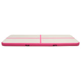 Gymnastiekmat met pomp opblaasbaar 300x100x15 cm PVC roze