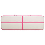 Gymnastiekmat met pomp opblaasbaar 300x100x15 cm PVC roze