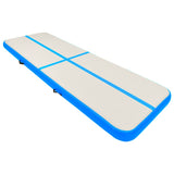 Gymnastiekmat met pomp opblaasbaar 300x100x15 cm PVC blauw