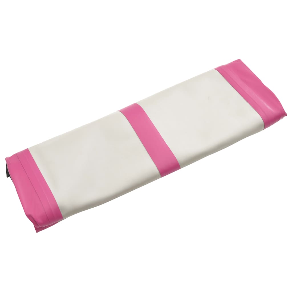 Gymnastiekmat met pomp opblaasbaar 400x100x15 cm PVC roze