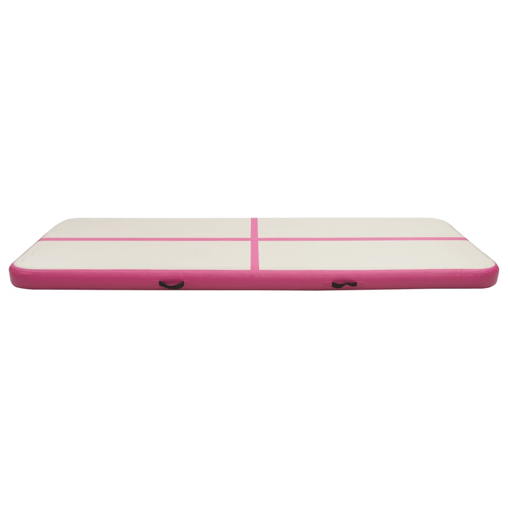 Gymnastiekmat met pomp opblaasbaar 400x100x15 cm PVC roze