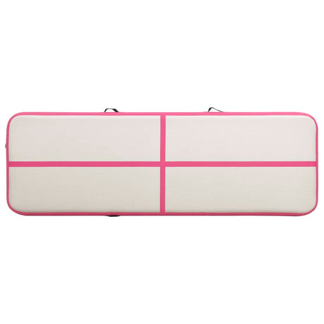 Gymnastiekmat met pomp opblaasbaar 400x100x15 cm PVC roze