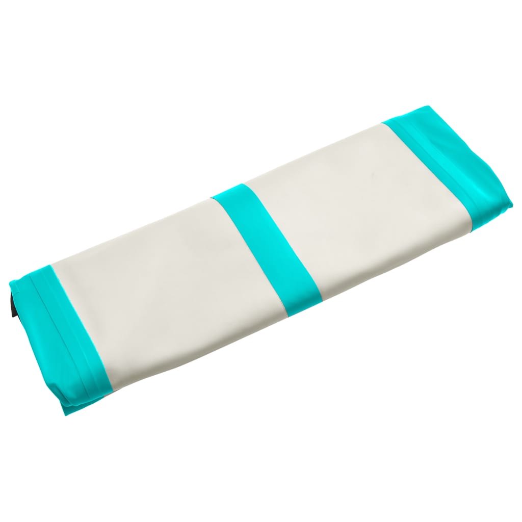 Gymnastiekmat met pomp opblaasbaar 400x100x15 cm PVC groen - AllerleiShop