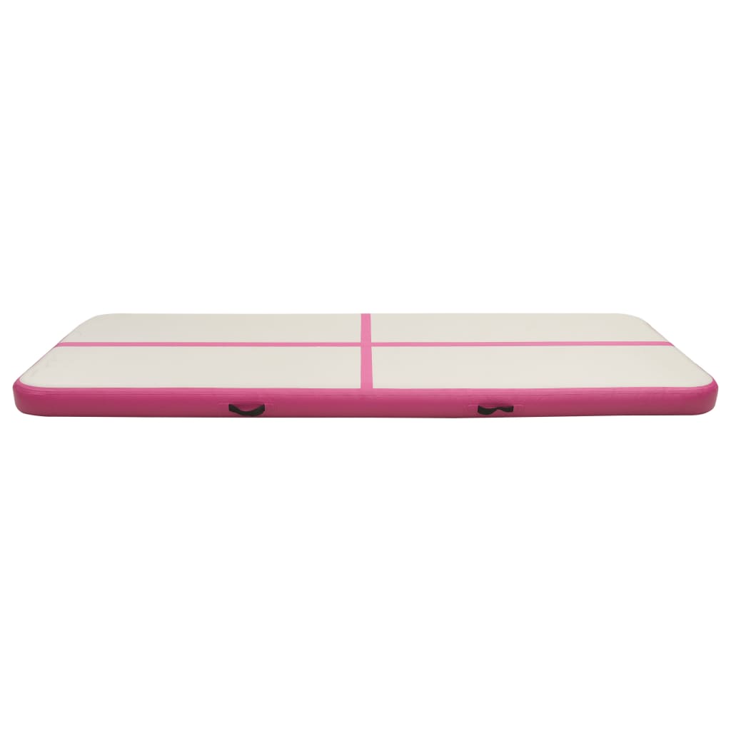 Gymnastiekmat met pomp opblaasbaar 500x100x15 cm PVC roze