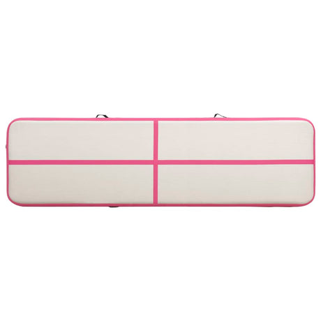 Gymnastiekmat met pomp opblaasbaar 600x100x15 cm PVC roze