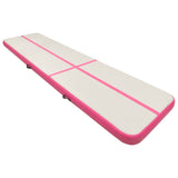 Gymnastiekmat met pomp opblaasbaar 700x100x15 cm PVC roze