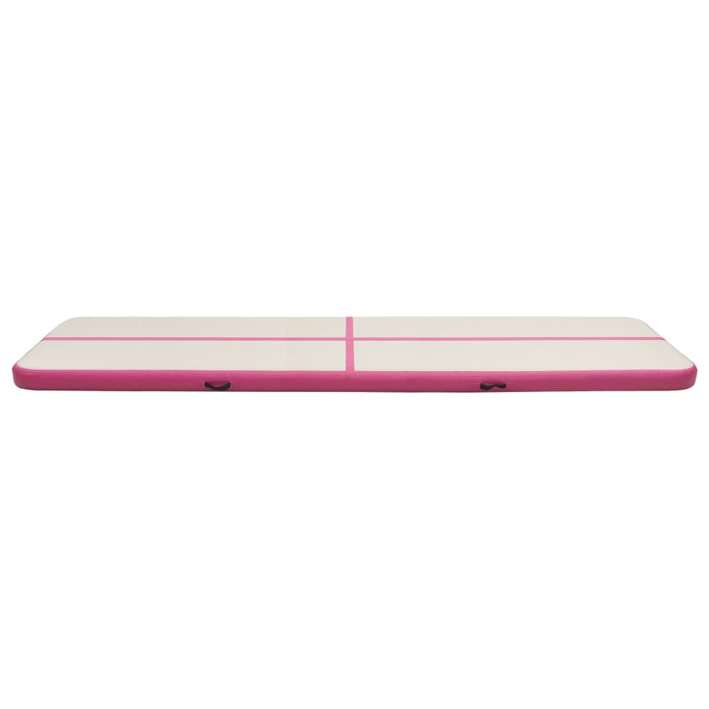 Gymnastiekmat met pomp opblaasbaar 700x100x15 cm PVC roze