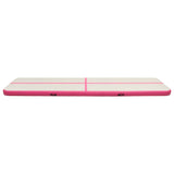 Gymnastiekmat met pomp opblaasbaar 700x100x15 cm PVC roze