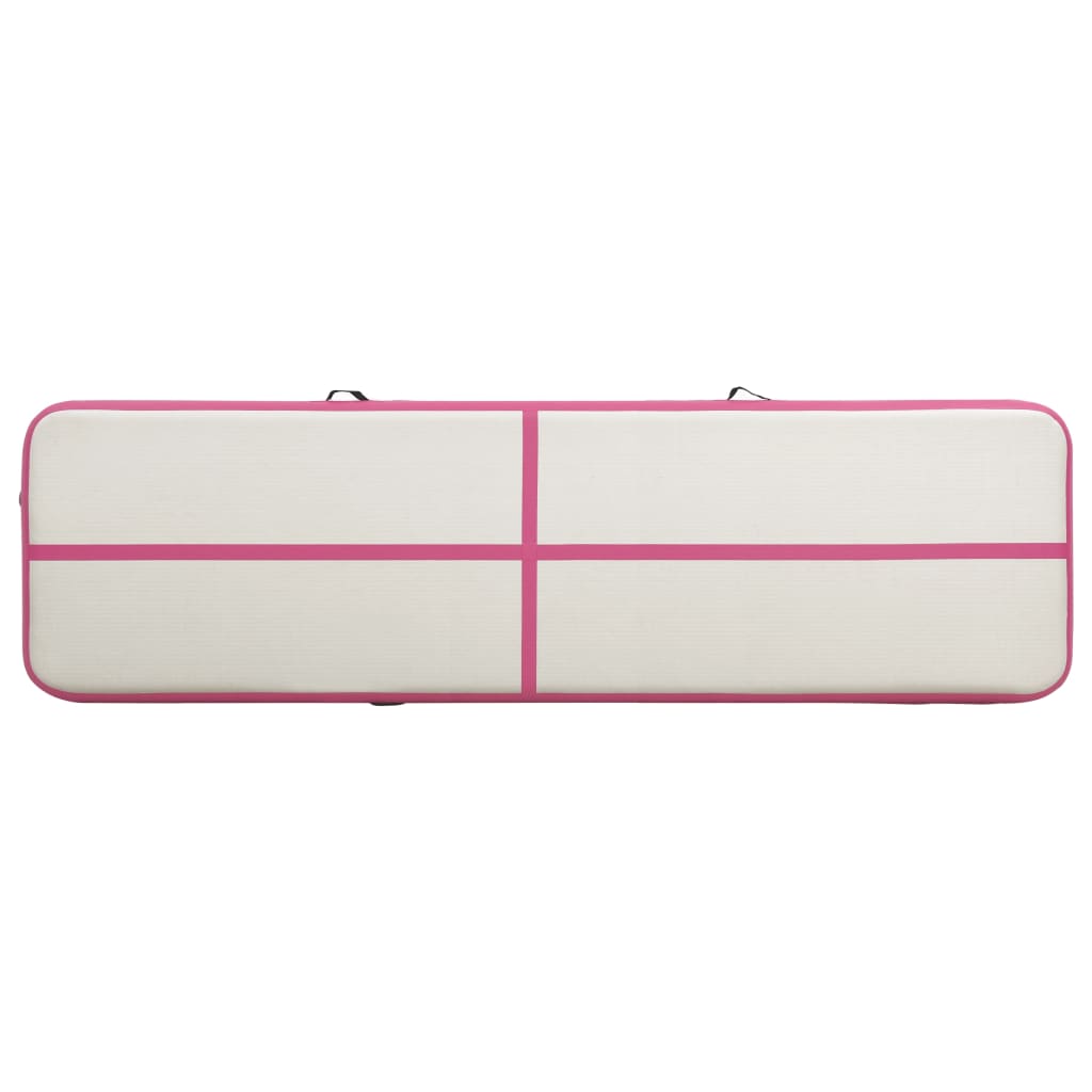 Gymnastiekmat met pomp opblaasbaar 700x100x15 cm PVC roze