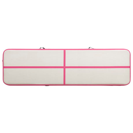 Gymnastiekmat met pomp opblaasbaar 700x100x15 cm PVC roze