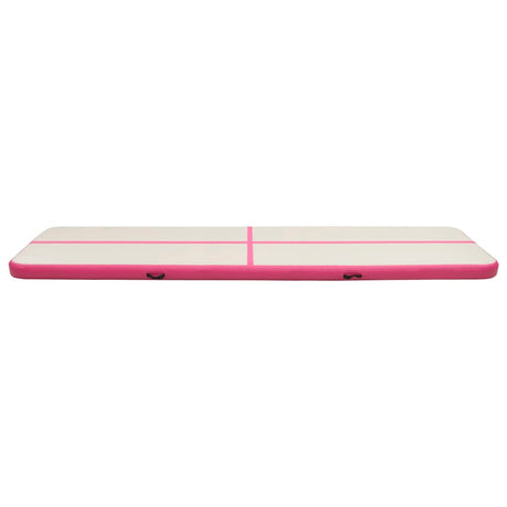 Gymnastiekmat met pomp opblaasbaar 800x100x15 cm PVC roze