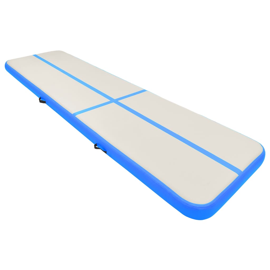 Gymnastiekmat met pomp opblaasbaar 800x100x15 cm PVC blauw - AllerleiShop