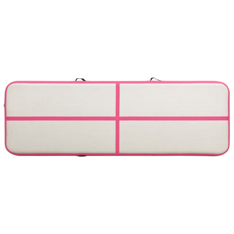 Gymnastiekmat met pomp opblaasbaar 300x100x20 cm PVC roze