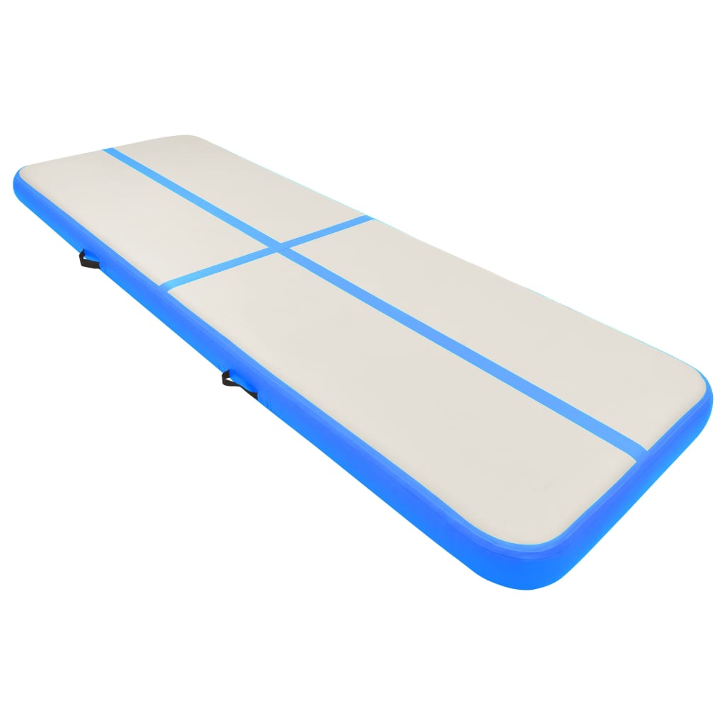 Gymnastiekmat met pomp opblaasbaar 300x100x20 cm PVC blauw