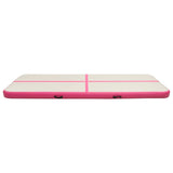 Gymnastiekmat met pomp opblaasbaar 400x100x20 cm PVC roze