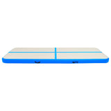 Gymnastiekmat met pomp opblaasbaar 500x100x20 cm PVC blauw - AllerleiShop