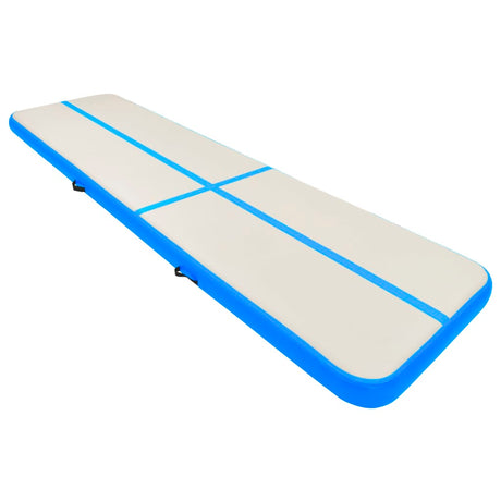 Gymnastiekmat met pomp opblaasbaar 600x100x20 cm PVC blauw