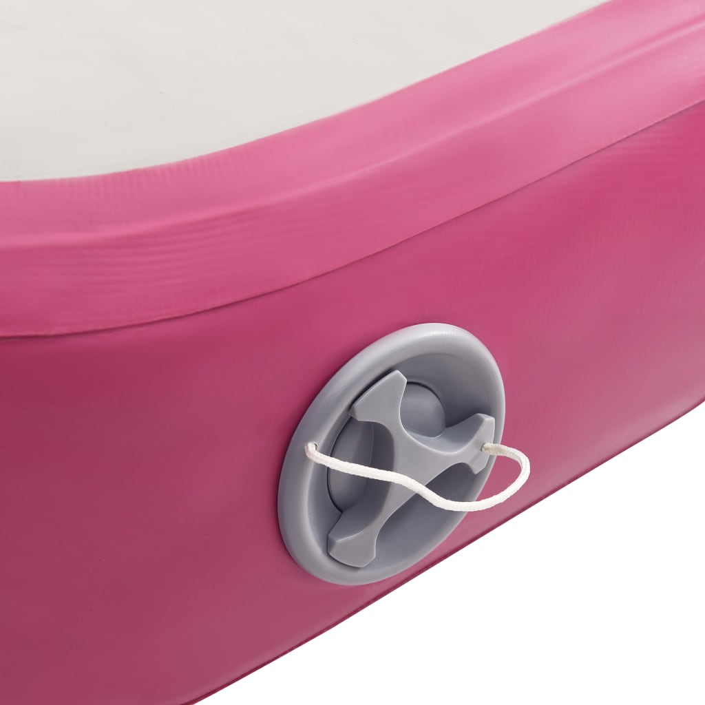 Gymnastiekmat met pomp opblaasbaar 700x100x20 cm PVC roze - AllerleiShop