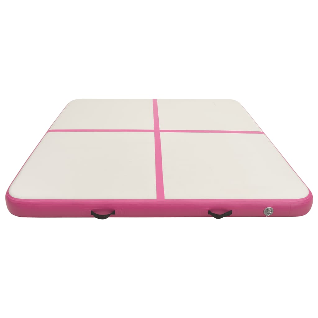 Gymnastiekmat met pomp opblaasbaar 200x200x15 cm PVC roze - AllerleiShop