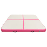 Gymnastiekmat met pomp opblaasbaar 200x200x15 cm PVC roze - AllerleiShop