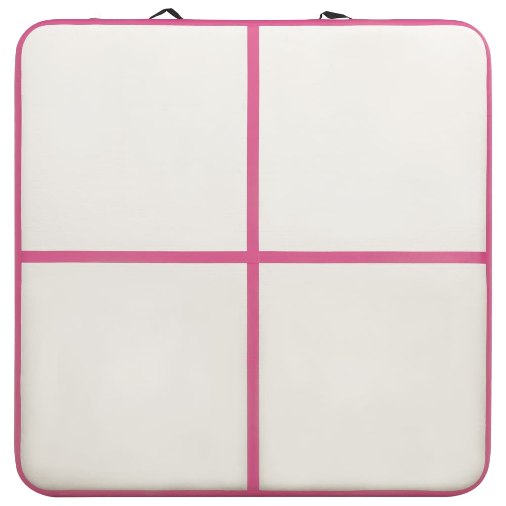 Gymnastiekmat met pomp opblaasbaar 200x200x15 cm PVC roze - AllerleiShop